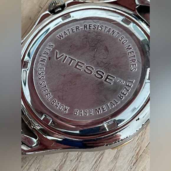 Vitesse Men’s Watch Vintage Two Tone Bracelet and Case Gray Dial Date Window - Picture 8 of 12